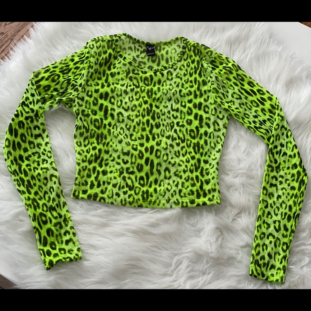 WINDSOR CHEETAH NEON GREEN CROP TOP